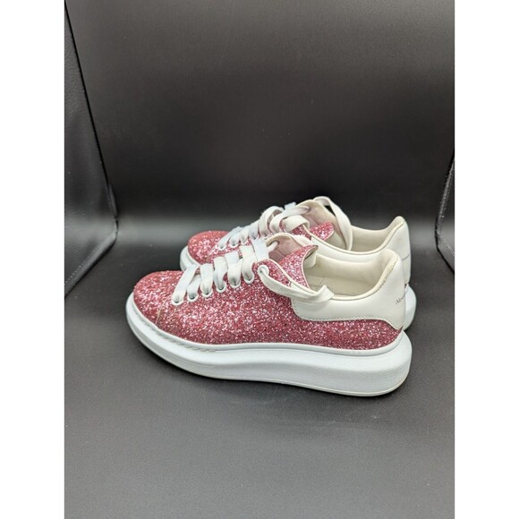Alexander McQueen Womens Sz 8.5 EU 38.5 Pink Glitter Oversize Sneakers - Picture 6 of 14